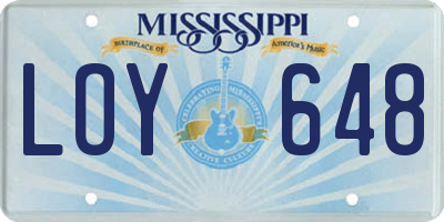 MS license plate LOY648