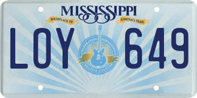 MS license plate LOY649