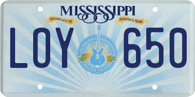 MS license plate LOY650