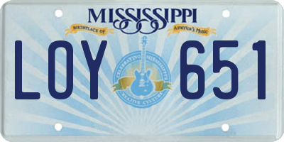 MS license plate LOY651