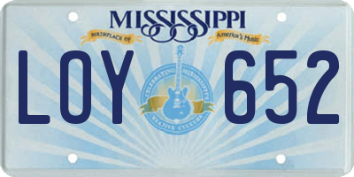 MS license plate LOY652