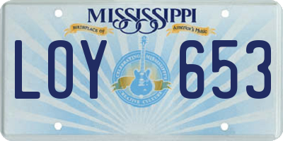 MS license plate LOY653