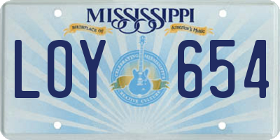 MS license plate LOY654