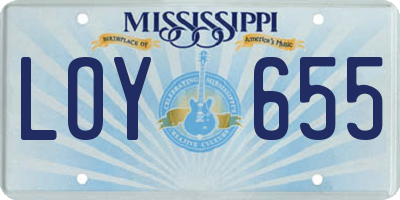 MS license plate LOY655
