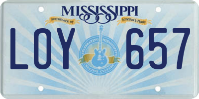 MS license plate LOY657
