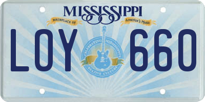 MS license plate LOY660