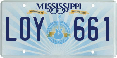 MS license plate LOY661