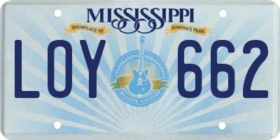 MS license plate LOY662