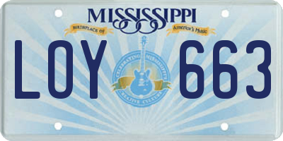 MS license plate LOY663