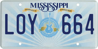 MS license plate LOY664