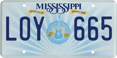 MS license plate LOY665