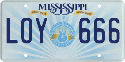 MS license plate LOY666
