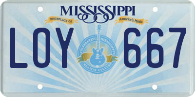 MS license plate LOY667
