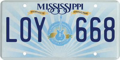 MS license plate LOY668