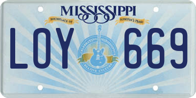 MS license plate LOY669