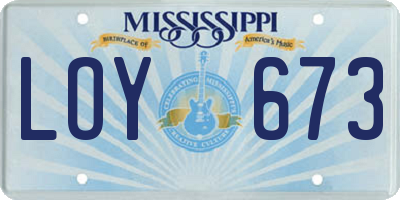 MS license plate LOY673