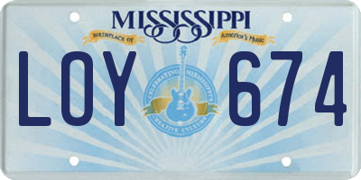 MS license plate LOY674