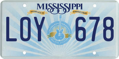 MS license plate LOY678
