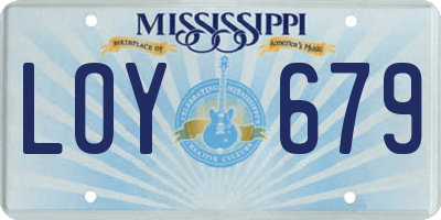MS license plate LOY679