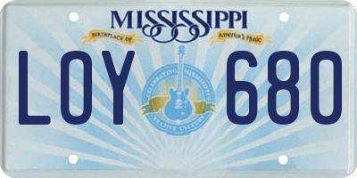 MS license plate LOY680
