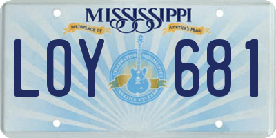 MS license plate LOY681