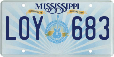 MS license plate LOY683