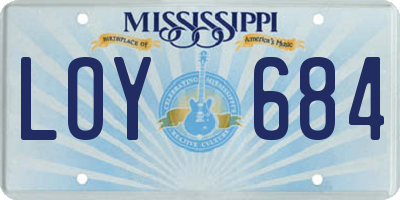 MS license plate LOY684