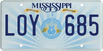 MS license plate LOY685