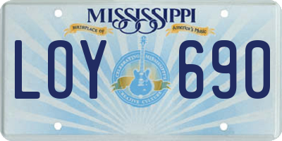 MS license plate LOY690