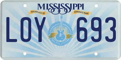 MS license plate LOY693