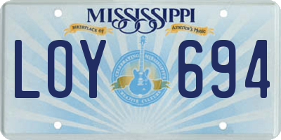 MS license plate LOY694