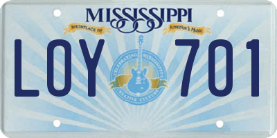 MS license plate LOY701