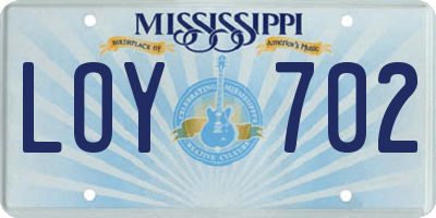 MS license plate LOY702