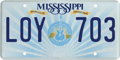 MS license plate LOY703