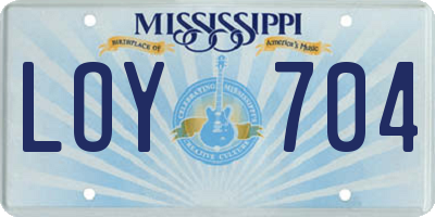 MS license plate LOY704