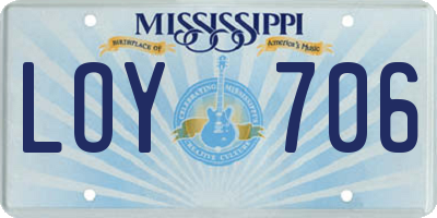 MS license plate LOY706