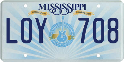 MS license plate LOY708
