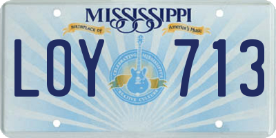 MS license plate LOY713