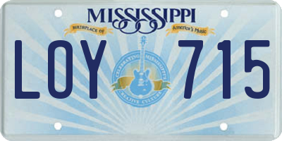 MS license plate LOY715