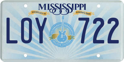 MS license plate LOY722