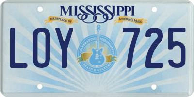 MS license plate LOY725