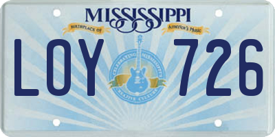 MS license plate LOY726