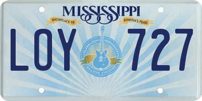 MS license plate LOY727