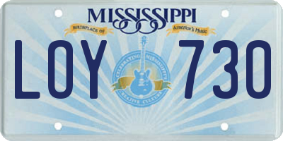 MS license plate LOY730