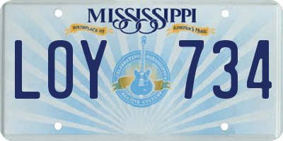 MS license plate LOY734