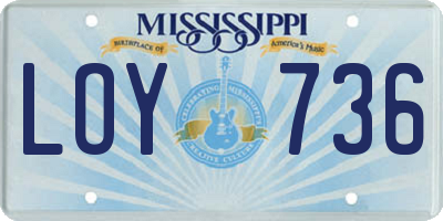 MS license plate LOY736