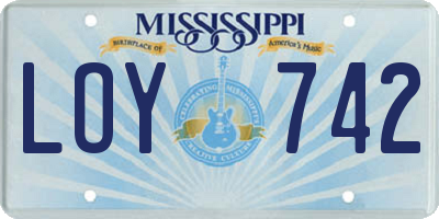 MS license plate LOY742