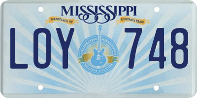 MS license plate LOY748