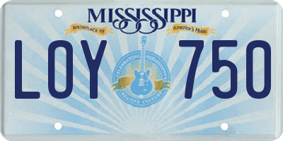 MS license plate LOY750