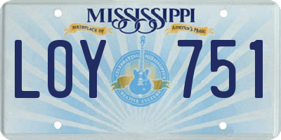 MS license plate LOY751